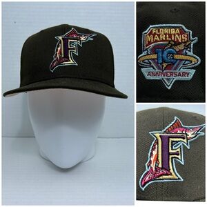 Florida Marlins 10th Anniversary New Era 59Fifty Hat Size 7 1/4 Army Green
